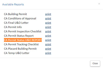 screenshot showing available reports example with orange highlighted title