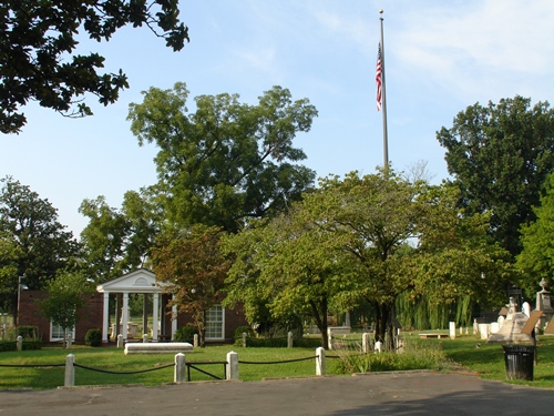 Keeble building in cemetery center