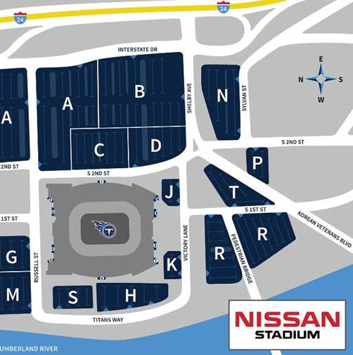 Nissan Stadium Parking Lots Diagram/Map