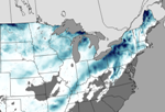 Snow map forecast of Eastern US