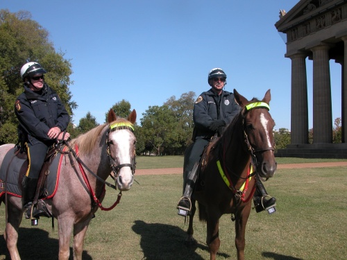 two officers on horseback in Centennial Park