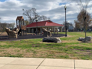 West Park picnic shelter, playground view