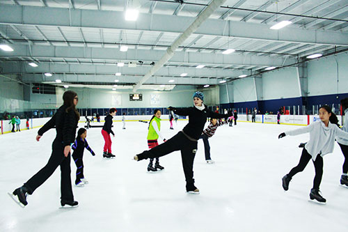 Skaters taking a class