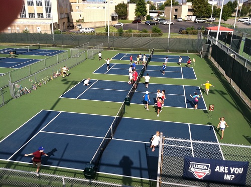 Tennis youth clinic center pane picture