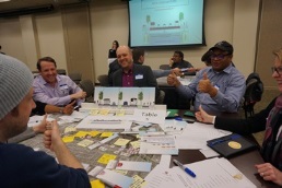 Visioning workshop table discusses street design