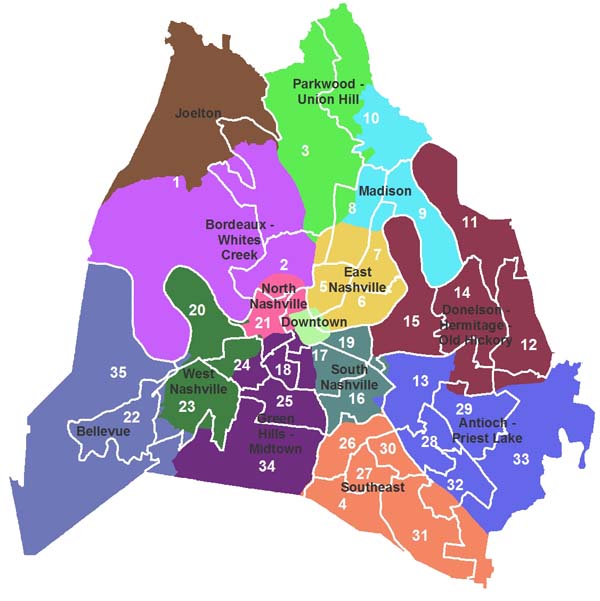 county map divided by planning communities and Council districts