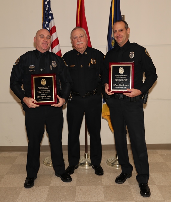 Officers Brian Gregory and Jason Rader from the Special Response Team