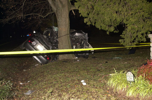 car wrapped around tree (crash)