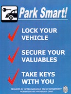 Park Smart Sign - Lock your vehicle, secure your valuables, take keys with you