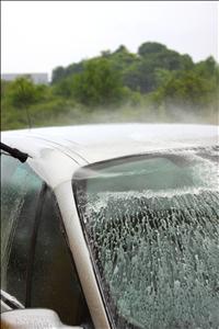 picture:a car windshield with water on it