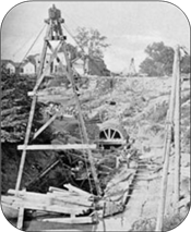 historical picture, construction of a sewer system