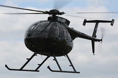 Closeup of helicopter in flight