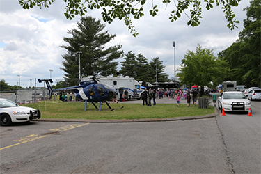 Police helicopter at public demonstration